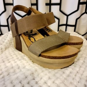 OTBT Bushnell Wedges Women's 7 Brown Leather Business Casual Work Church Office